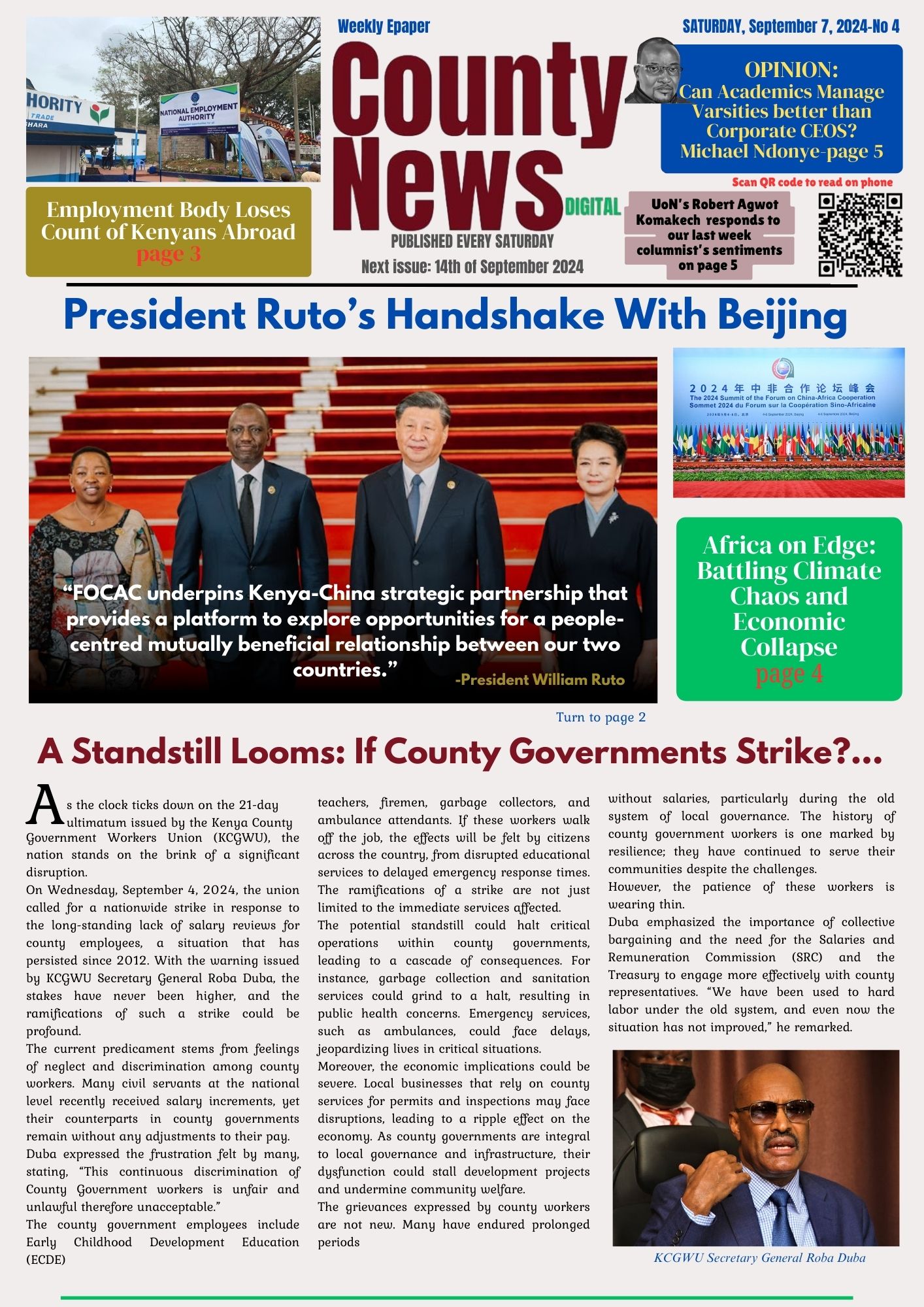 County news digital: Ruto woos china