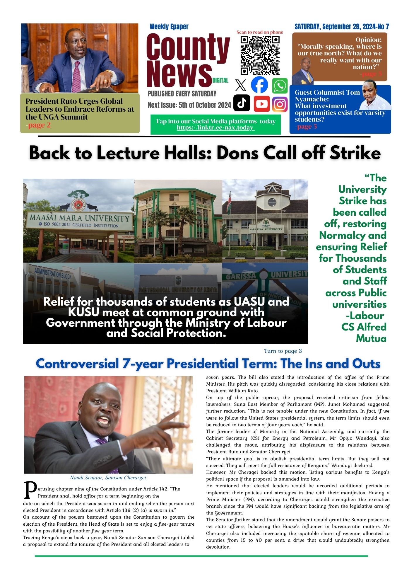 County News Digital: Back To Lecture Halls, Dons Call Off Strike